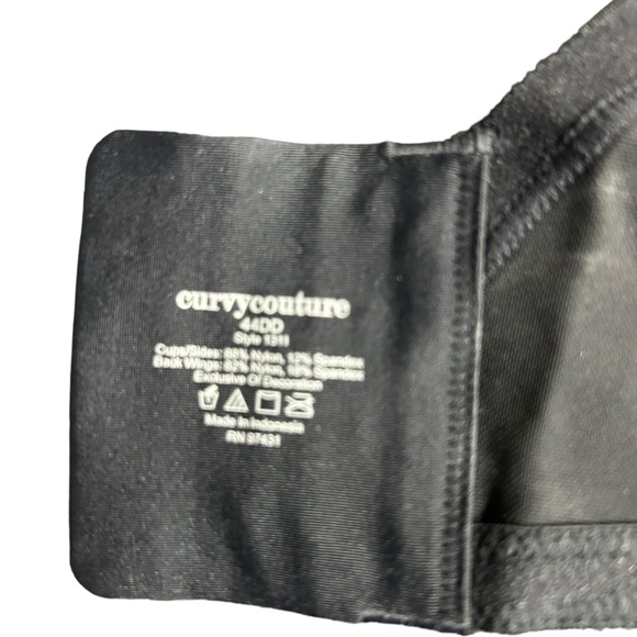 CURVY COUTURE black sheer mesh style 1311 unpadded underwire bra size 44DD NWT - Picture 6 of 13
